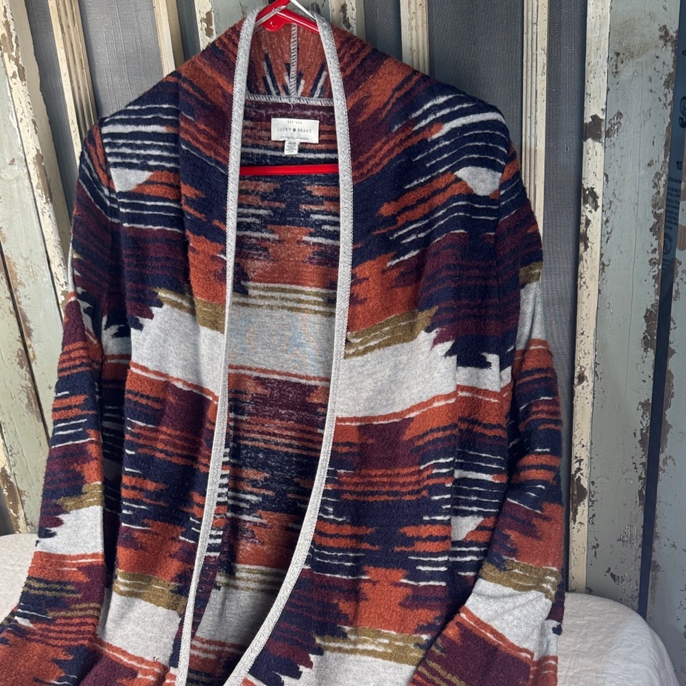 Lucky Brand Multicolor Patterned Fringe Cardigan - Picture 3 of 9